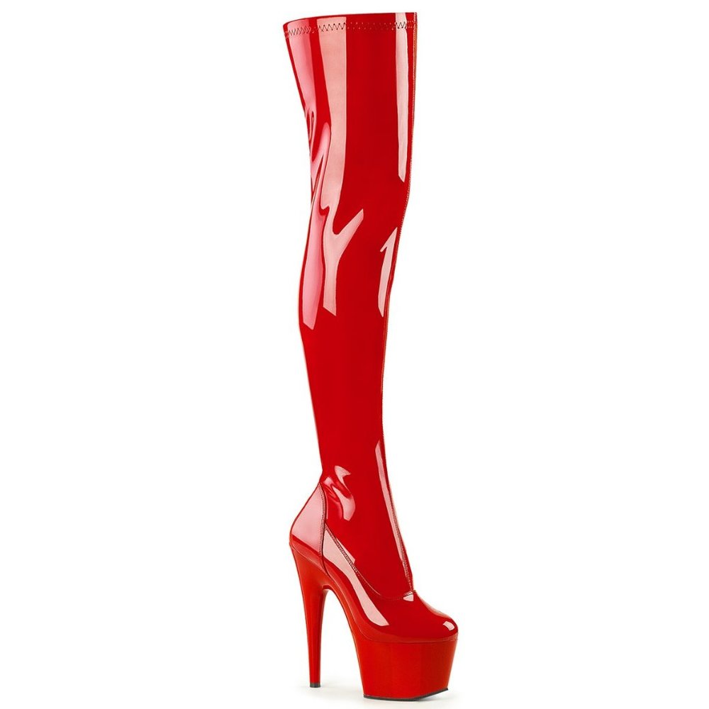 Pleaser Adore 3000 Platform Boots - Patent Red